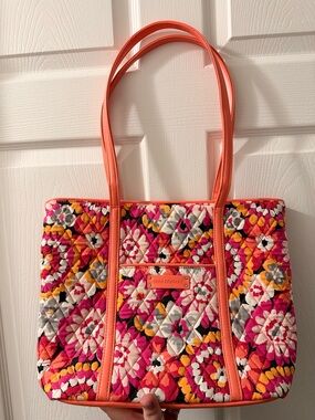 Vera Bradley Bright Coral Multi Quilted Tote